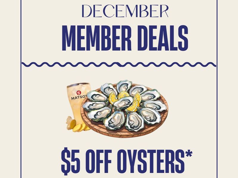 picture of a plate of oysters advertising December member specials at Northerlies