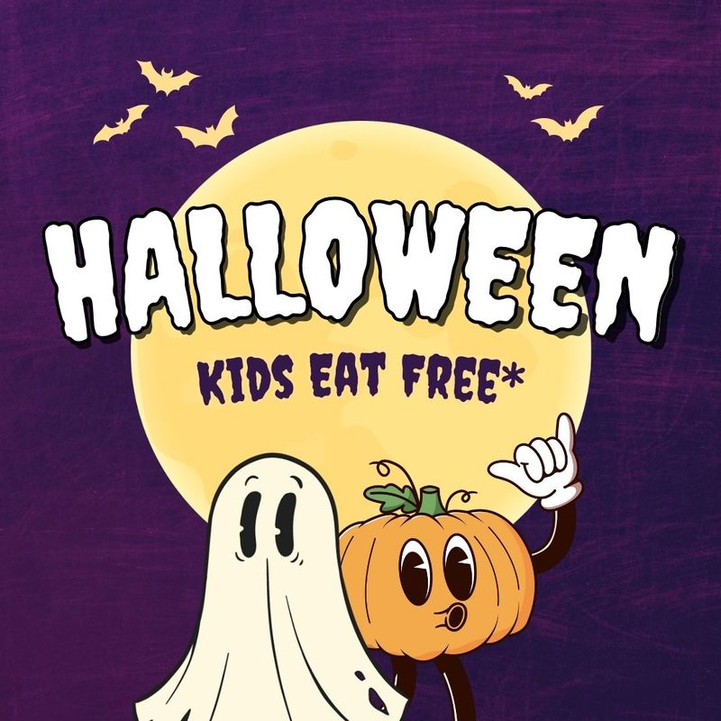 Halloween event artwork with moon ghost and pumpkin
